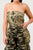 CAMO GOLD STRAPLESS CARGO JUMPSUIT