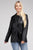 Sleek Pu Leather Blazer with Front Closure