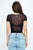 Mesh top with side drawstrings short sleeve top