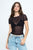 Mesh top with side drawstrings short sleeve top