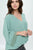 v-neck lace insert dolman sleeved knot front top