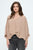 v-neck lace insert dolman sleeved knot front top