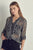 Front pocket roll up sleeve chiffon blouse