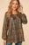 LEOPARD FOIL FRONT TIE KEYHOLE WOVEN BLOUSE