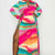 RAINBOW COLOR LONGSLEEVE LONG DRESS FRONT 2 SIDE OPEN - Plus Size