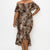 PLUS ANIMAL PRINT OFF SHOULDER RUFFLE DRESS - Plus Size