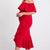 WOMEN SOLID OFF SHOULDER DRESS- RED - Plus Size