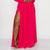 WOMEN V-NECK FULL SLEEVE OPEN LEG DRESS-PINK - Plus Size